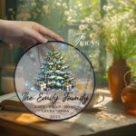 Christmas Tree and Snowman Stained Glass Suncatcher, Festive Winter Cabin Scene Holiday Window Hanging Decoration for Xmas Home Decor - Image 3