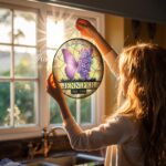 Purple Butterfly Acrylic Suncatcher Window Hanging, Stained Glass Look Floral Decor, Vibrant Mother’s Day Gift For Mom Or Garden Lover - Image 5