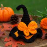 AmigurumiMini Witch Hat with Bow Pattern, Crochet Tutorials PDF File for Beginner, Crochet Plush Toy For Fall Cozy Home