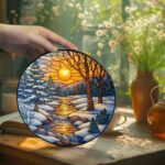 Memorial Christmas Suncatcher, Winter Stained Glass SunCatcher, Winter Season Light Catcher, Window Hanging Snow, Home Decoration Gift - Image 2
