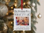 Custom Family Christmas Photo Ornament for Family Keepsake Gift, The Christmas Times What A Year Newspaper Ornament; Clear Acrylic 3"x4"