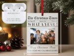 Custom Family Christmas Photo Ornament for Family Keepsake Gift, The Christmas Times What A Year Newspaper Ornament; Clear Acrylic 3"x4" - Image 5