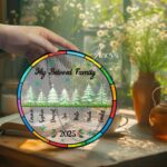Personalized Family Christmas Window Hanging – Custom Name Suncatcher with Trees, My Beloved Family 2025, Xmas Home Decor - Image 3
