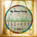 Personalized Family Christmas Window Hanging – Custom Name Suncatcher with Trees, My Beloved Family 2025, Xmas Home Decor - Image 2
