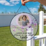 Personalized Glass Suncatcher, Butterfly Custom Glass Suncatcher for Loss, Crystal Ornaments Memorial Gifts for Condolences, Hanging Gift