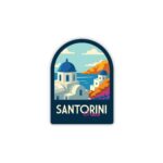 Santorini Greece Travel Sticker: Waterproof Laptop/Water Bottle Decal