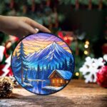 Winter Stained Glass SunCatcher Winter Season Light Catcher Window Hanging Snow Home Decoration Gift - Image 3