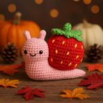 Amigurumi Strawberry Snail Pattern, Crochet Tutorials PDF File for Beginner, Handmade Plush Toy Decor For Fall Cozy Home