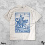 Wizard Cat Rider Vintage T-Shirt, Retro Fantasy Graphic Tee, Medieval Sorcerer Shirt, Funny Cat Meme Top, Dark Art Fairycore Gift