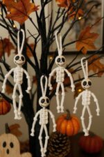 Amigurumi Skeleton Ornament Pattern, Crochet Tutorials PDF File for Beginner, Crochet Plush Toy For Halloween Home Decor