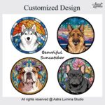 Pet Suncatcher Custom Birth flower suncatcher Portrait from photo Pet memorial gift keepsake gift Custom Stained glass Christmas Ornament - Image 11