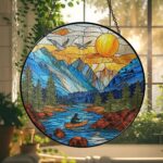 Glacier National Park Glass Suncatcher, Montana National Park Glass Art, Blue Ridge Mountains Window Hangings, Traveler Gifts