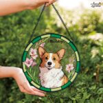 Family Suncatcher Custom Birth flower suncatcher Portrait from photo Pet memorial gift Christmas gift Custom Stained glass Dog memorial gift - Image 6