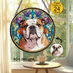 Pet Suncatcher Custom Birth flower suncatcher Portrait from photo Pet memorial gift keepsake gift Custom Stained glass Christmas Ornament