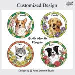 Pet Suncatcher Custom Birth flower suncatcher Portrait from photo Pet memorial gift keepsake gift Custom Stained glass Christmas Ornament - Image 9