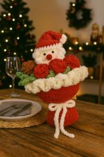 Handmade Crochet Santa Bouquet Pattern, DIY Christmas Plush Easy Tutorial | Amigurumi Beginner PDF Digital File, Holiday Gift for Her