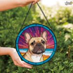Pet Suncatcher Custom Birth flower suncatcher Portrait from photo Pet memorial gift keepsake gift Custom Stained glass Christmas Ornament - Image 3