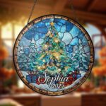 Stained Glass Suncatcher Effect Christmas Tree Ornament, Custom Ornament, Personalized Christmas Decoration, Holiday Gift Idea - Image 2