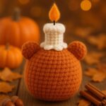 Pumpkin Bear Candle Amigurumi Crochet Pattern, Easy Beginner Friendly Fall Decor Plush DIY Tutorial, Thanksgiving Decor Gift - Image 2