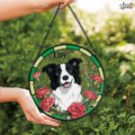 Pet Suncatcher Custom Birth flower suncatcher Portrait from photo Pet memorial gift keepsake gift Custom Stained glass Christmas Ornament - Image 4