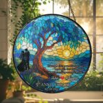 Anniversary Willow Stained Glass Suncatcher, Willow Tree 9 Year Anniversary Gift, Wedding Anniversary Gift For Her, Unique Gift for Couples - Image 2