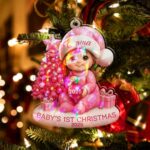 Baby’s First Christmas Ornament, Moon Acrylic Keepsake, Personalized Newborn Gift, Baby Shower Gift, Baby First Christmas Keepsake - Image 5