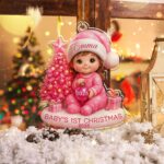 Baby’s First Christmas Ornament, Moon Acrylic Keepsake, Personalized Newborn Gift, Baby Shower Gift, Baby First Christmas Keepsake - Image 4