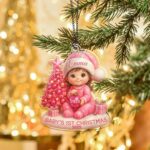 Baby’s First Christmas Ornament, Moon Acrylic Keepsake, Personalized Newborn Gift, Baby Shower Gift, Baby First Christmas Keepsake - Image 2