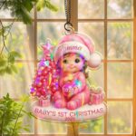 Baby’s First Christmas Ornament, Moon Acrylic Keepsake, Personalized Newborn Gift, Baby Shower Gift, Baby First Christmas Keepsake - Image 3