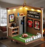 Personalized Football Christmas Ornament, Gift For Football Players, Football Keepsake, Sports Fan Gift, American Football 2D Flat Ornament