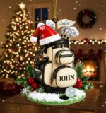 Personalized Pickleball Christmas Ornament, Santa Hat Acrylic Xmas, Pickleball Lover, 2D Flat Ornament