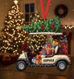 Custom Name Golf Cart Ornament – Christmas Decoration – Personalized Holiday Gift for Golf Lovers, 2D Flat Ornament