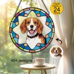 Family Suncatcher Custom Birth flower suncatcher Portrait from photo Pet memorial gift Christmas gift Custom Stained glass Dog memorial gift - Image 5