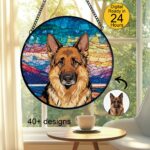 Pet Suncatcher Custom Birth flower suncatcher Portrait from photo Pet memorial gift keepsake gift Custom Stained glass Christmas Ornament - Image 3