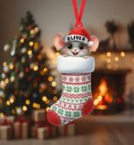Personalized Socks & Mouse Christmas Ornament | Custom Name | Flat 2D Tree Decor | Mice Lover Gift | Holiday Keepsake