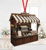 Personalized Coffee Shop Christmas Ornament | Custom Name | Flat 2D Tree Decor | Barista & Coffee Lover Gift | Gift for Her