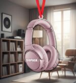 Personalized Headphone Christmas Ornament | Custom Name | Flat 2D Tree Decor | Music Lover Gift | Gift for Her