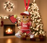 Personalized Pickleball Gingerbread Christmas Ornament | Custom Name | Flat 2D Tree Decor | Pickleball Lover Gift