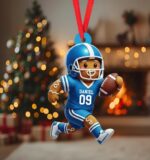 Personalized American Football Gingerbread Christmas Ornament | Custom Name | Flat 2D Tree Decor | Football Lover Gift