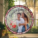 Custom Photo Stained Glass Suncatcher: Couple Portrait Window Hanging, Valentine's 2025, Anniversary Gift for Husband Wife