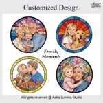 Family Suncatcher Custom Birth flower suncatcher Portrait from photo Pet memorial gift keepsake gift Custom Stained glass Christmas Ornament - Image 8