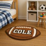 Custom Football Name Rug for Kids – Personalized Boys Football Bedroom Rug, Sports Nursery Decor, Gift for Young Football Players - Image 6