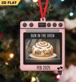 Bun In The Oven Ornament Pregnancy Announcement Ornament, Baby Announcement Gift, First Christmas, Xmas Tree Decor