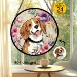 Pet Suncatcher Custom Birth flower suncatcher Portrait from photo Pet memorial gift keepsake gift Custom Stained glass Christmas Ornament