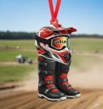 Personalized Motocross Boots & Helmet Christmas Ornament | Custom Name | Flat 2D Tree Decor | Dirt Bike Rider Gift