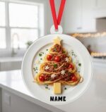 Personalized Spaghetti Bolognese Christmas Ornament | Custom Name | Flat 2D Tree Decor | Italian Food Lover Gift