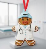 Personalized Doctor Gingerbread Christmas Ornament | Custom Name | Flat 2D Tree Decor | Medical Gift | Funny Healthcare Xmas Decor