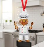 Personalized Chef Gingerbread Christmas Ornament | Custom Name | Flat 2D Tree Decor | Chef Gift | Cooking Stove Kitchen Decor