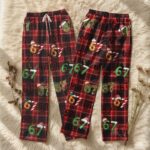 67 Christmas Pajama Outfit, Six Seven Meme Sleep Pants, Funny Holiday Loungewear, Family Festive Nightwear Set