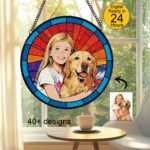 Family Suncatcher Custom Birth flower suncatcher Portrait from photo Pet memorial gift keepsake gift Custom Stained glass Christmas Ornament